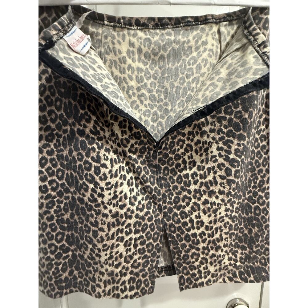 Nicholas Jason Leopard Print Mini Skirt Size 16 Animal Print Stretch Denim Y2K - Picture 4 of 5